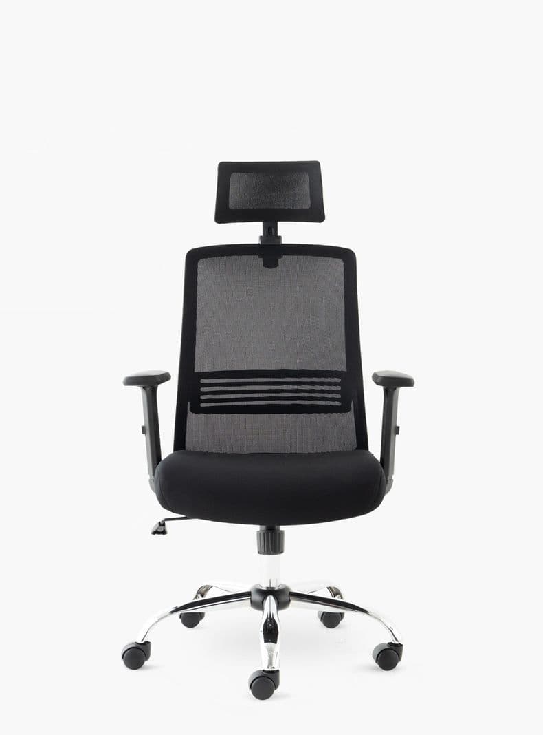 Silla de escritorio Cuba Alta brazo Reg y cabecero Negro