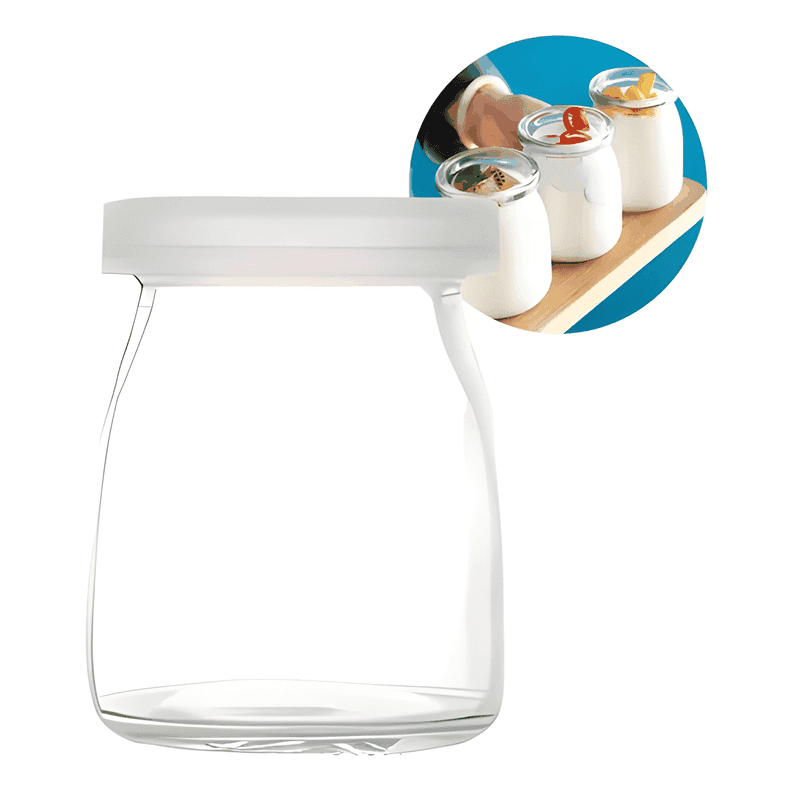 Frasco vidrio redondo yogur 100 ml tapa plastica 20u #6