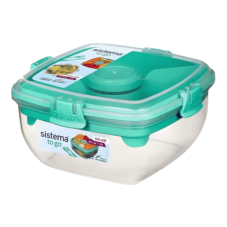 Recipiente plastico to go 1,1 L cuadrado hermetico, verde