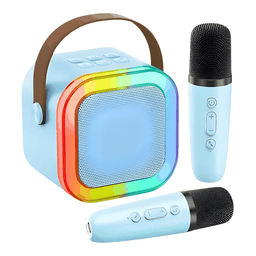 Parlante karaoke rgb k12 portatil 10w inalambrico Celeste