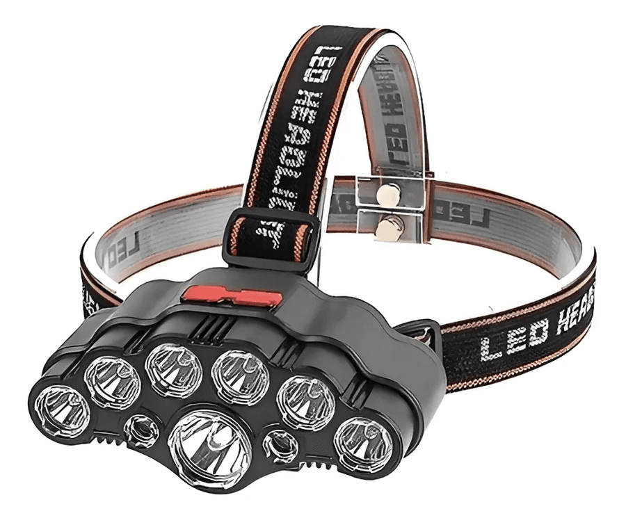 Linterna Minero Cabeza Recargable 8 Leds Potente 2 Baterias Color de la linterna Negro Color de la luz Blanco