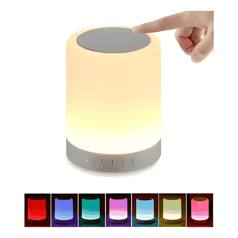 Parlante altavoz bluetooth con luz recargable mp3 touch lamp