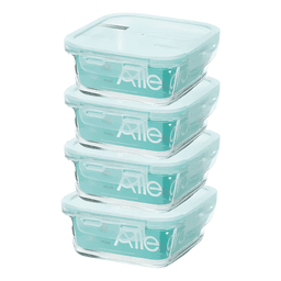 Set 4 tapers hermeticos de vidrio 380 ml