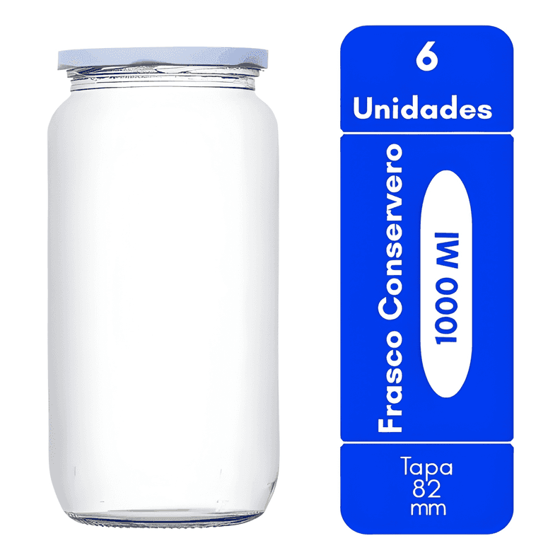 Pack 6 frascos conservero 1 L tapa 82 mm
