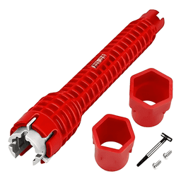 Llave francesa ajustable ABS para grifo y desague roja #1