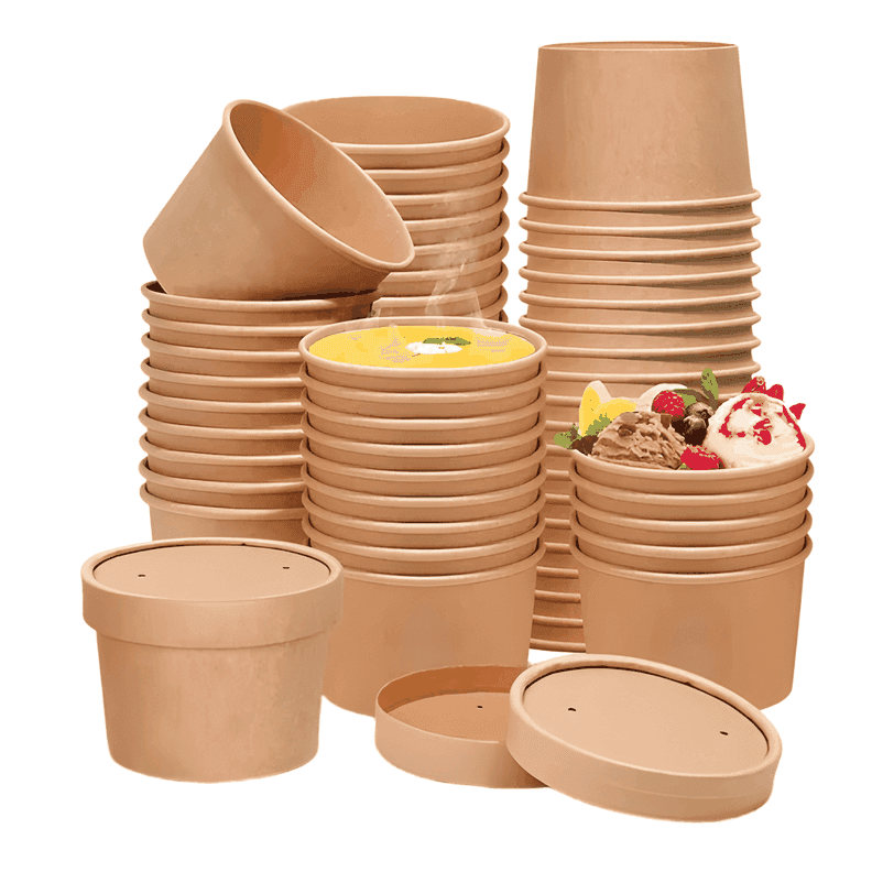 Pote kraft con tapa 8 oz 25u