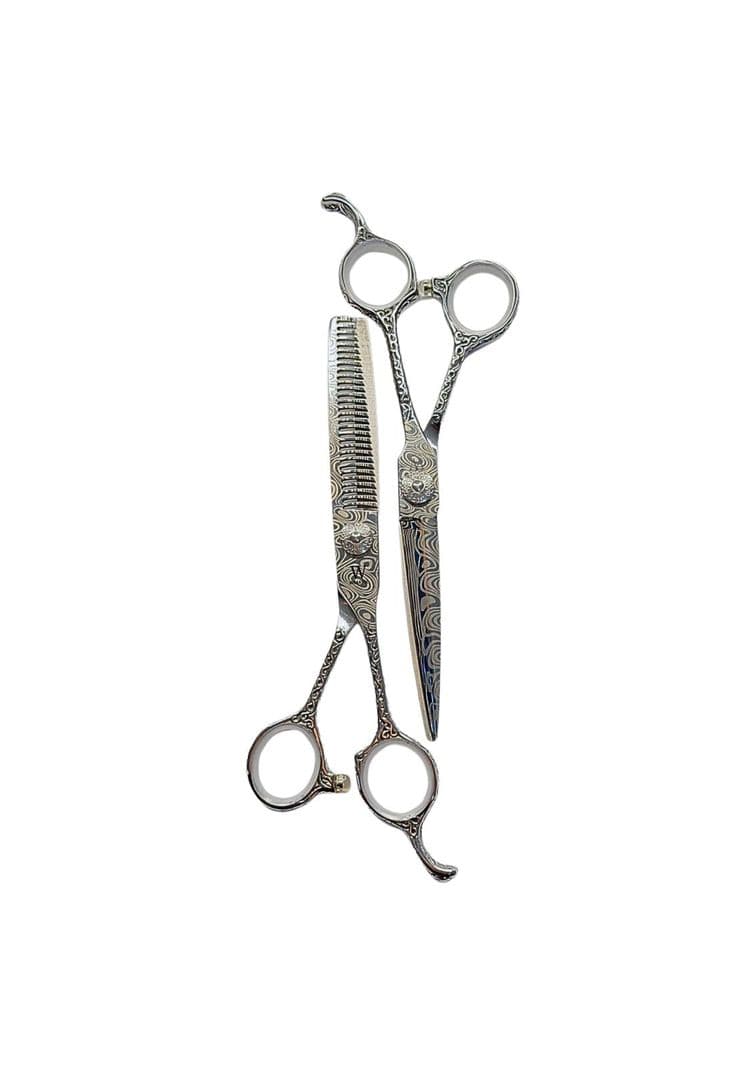 Set de Tijeras Wmark Pro D96-PS022 6" Con Estuche Y Peineta Plateado