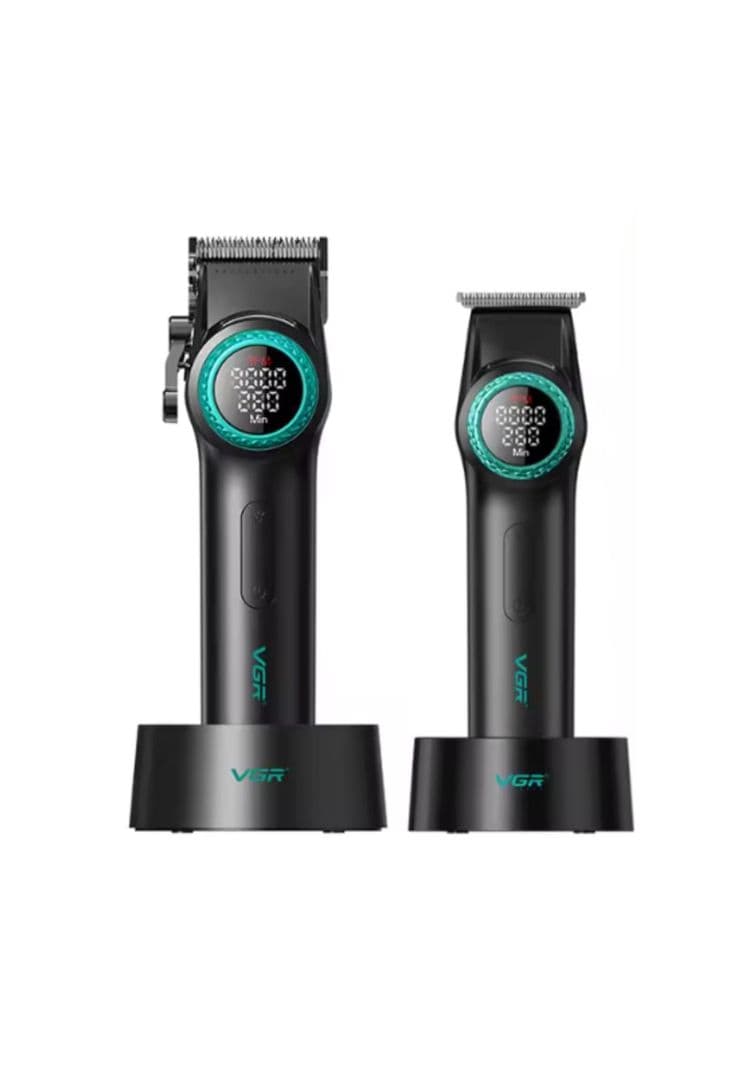 Barber Combo Negro VGR Pro. Cortapelo V-001 + Patillera V-977