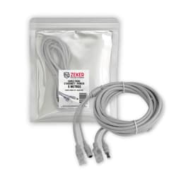 Cable Dual Camara Seguridad Zeker Extensor Poder Ethernet 5m Gris