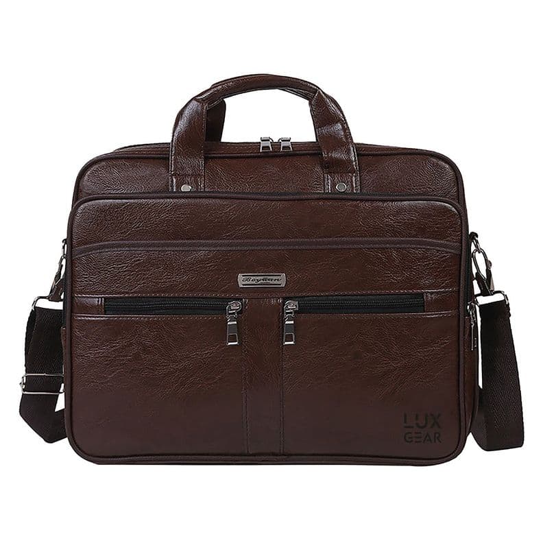 Maletin Cuero Luxgear Oficina Notebook Tablet 15.6 Pulgadas Cafe