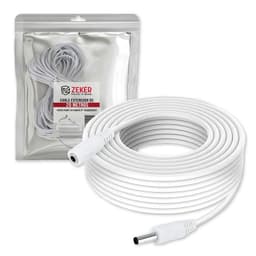 Cable Camara Seguridad Zeker Extensor Universal 20 Mts 12v Blanco
