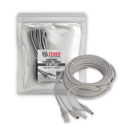 Cable Camara Seguridad Zeker Dual Extensor 10M Dc + Ethernet Gris