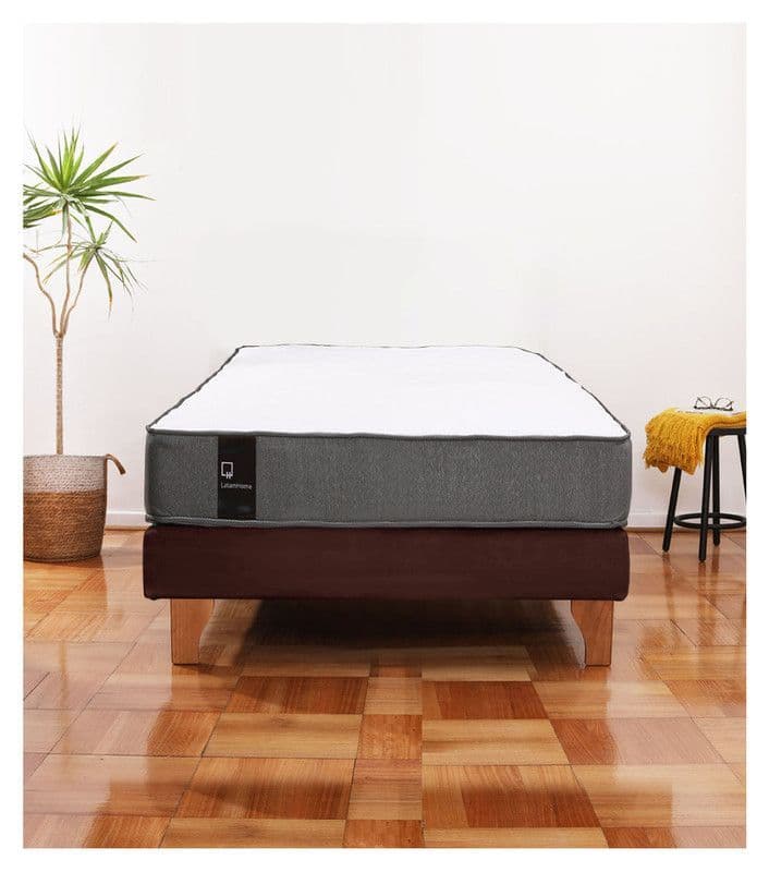 Cama Europea Zen Best 1.5 Plaza Colchon Resortes Base DivididaTela Cafe