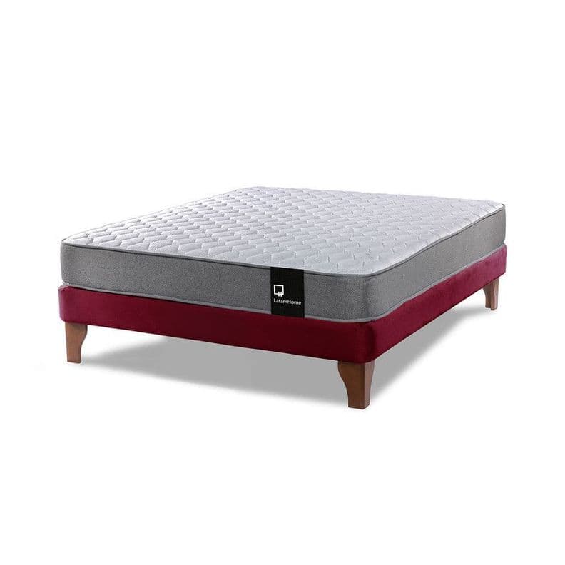 Cama Europea Zen Best Full 135x190 cm Tela Velvet Burdeo