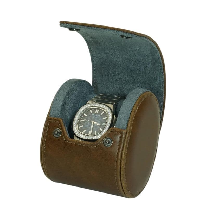 Estuche Reloj Cuero Individual Cafe