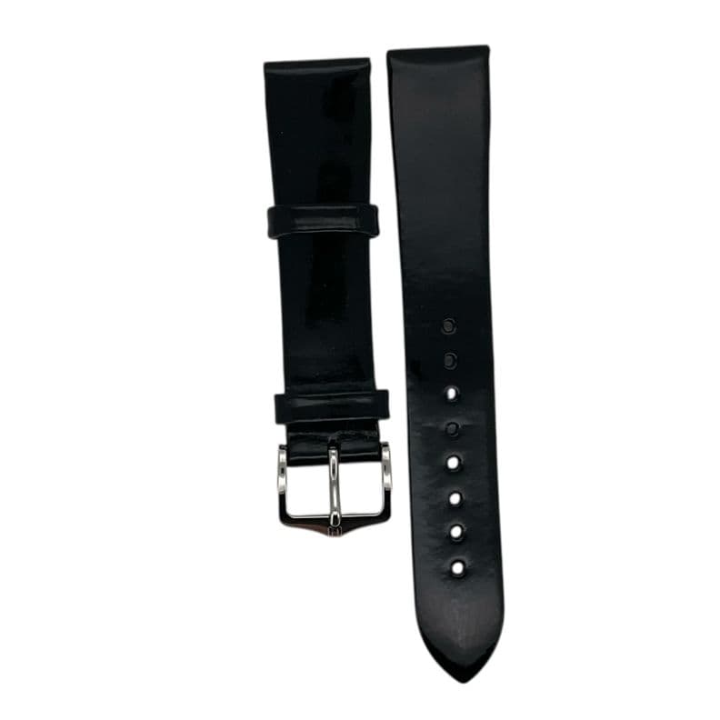 Correa Reloj Hirsch Patent Leather M Hebilla Plateada 16mm Negro 16