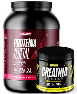 Pack Proteina Vegetal Frutos del Bosque 1 Kg + Creatina 300 Gr Gohard