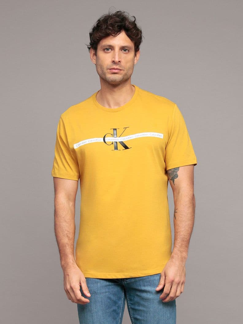 Polera manga corta repetitiva Amarillo Calvin Klein S