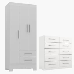 Combo closet 3 puertas 2 cajones + comoda 10 cajones blanco blanco rb3210 180 CM