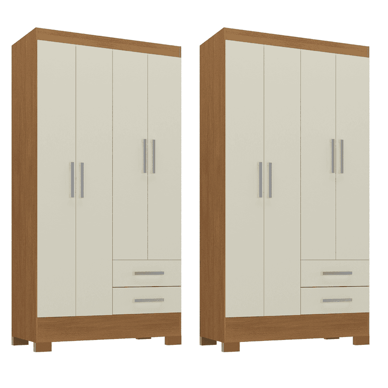 Combo 2 closet 4 puertas 2 cajones 180x90x35 cm off white r42x2 Blanco 180 CM
