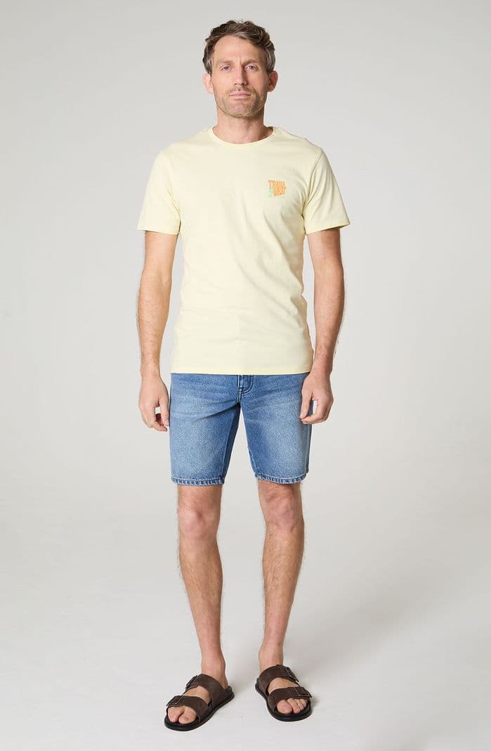 Polera Hombre Cuello Redondo Manga Corta Regular Fit 100% Cotton Amarillo M