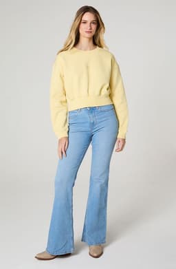 Poleron Mujer Cuello Redondo Relaxed Fit Amarillo S