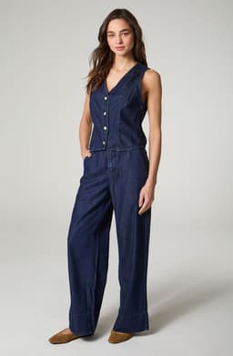 Vest Mujer Denim Regular Fit Azul Oscuro M