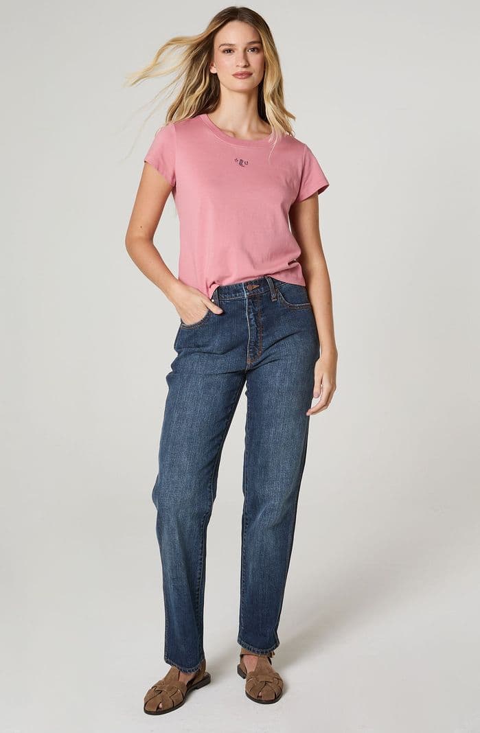 Jeans Mujer Sunset Regular Straight 100% Cotton Azul 34
