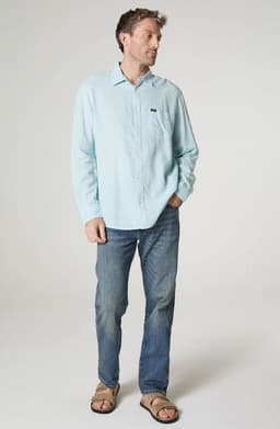 Camisa Hombre Diseno Cuadros Regular Fit Celeste S