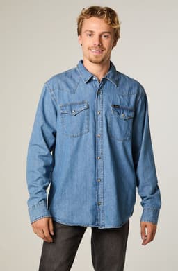 Camisa Hombre Regular Azul Western L