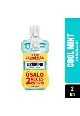 Enjuague bucal LISTERINE Cool Mint Sin Alcohol 500+250 mL Diseno 2