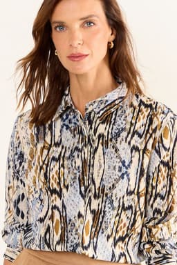 Blusa Camisera Estampada Crudo Ma Griffe 14102126058105 Blanco 38
