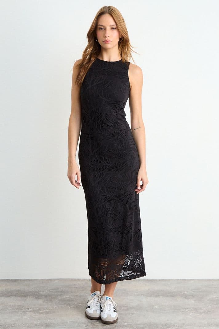 Vestido Liso Largo Negro iO 13420126003102 XS