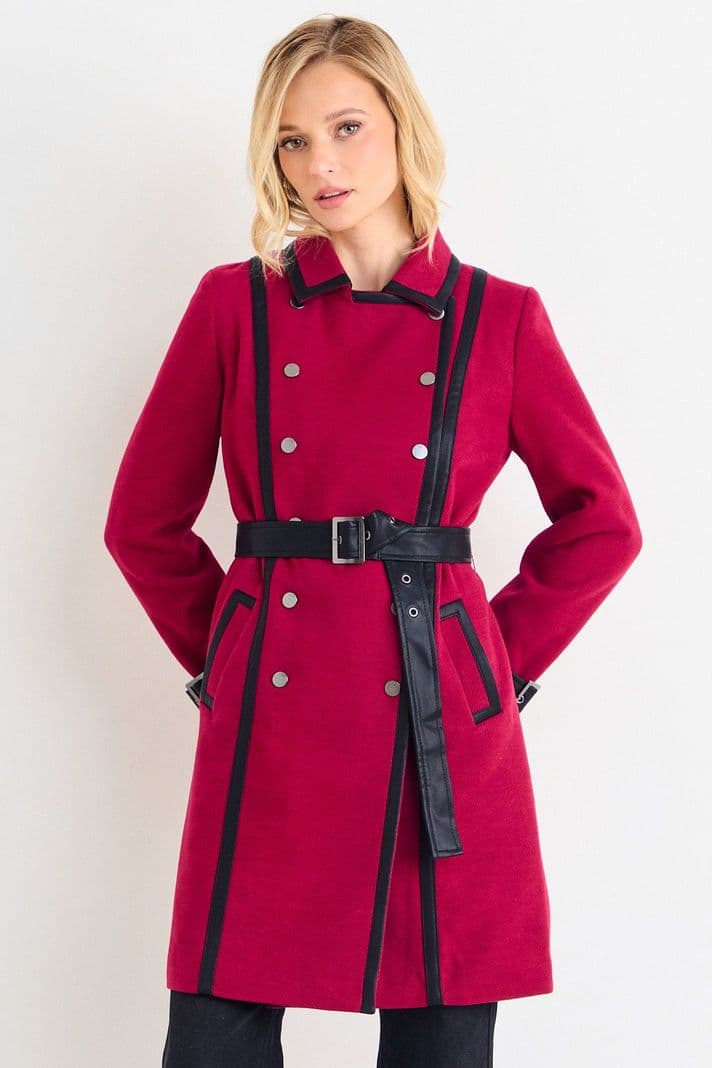 Chaqueton Liso Con Cinturon Rojo Ash 17007126001103 38