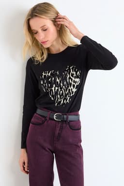 Polera Localizada De Manga Larga Negro Ash 14607226001102 M