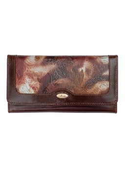 Chequera Mujer Miura Mod. Brigitte 100% Cuero Natural con proteccion RFID Cafe Oscuro