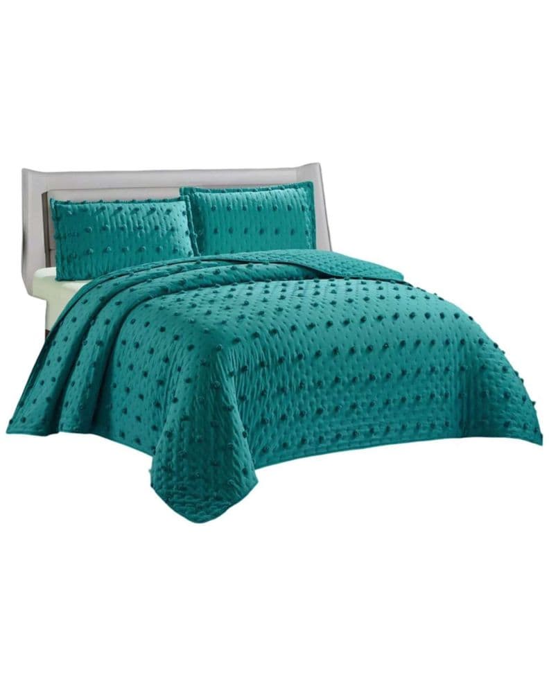 CUBRECAMA QUILT DELGADO TUFTING DE LUJO SUAVE PLAZA Y MEDIA G7 Turquesa
