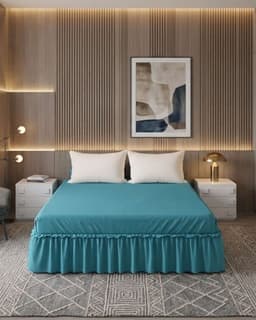 Faldon de Cama Estilo Moderno y Ajuste Perfecto SuperKing 200X200 CM A03 Turquesa