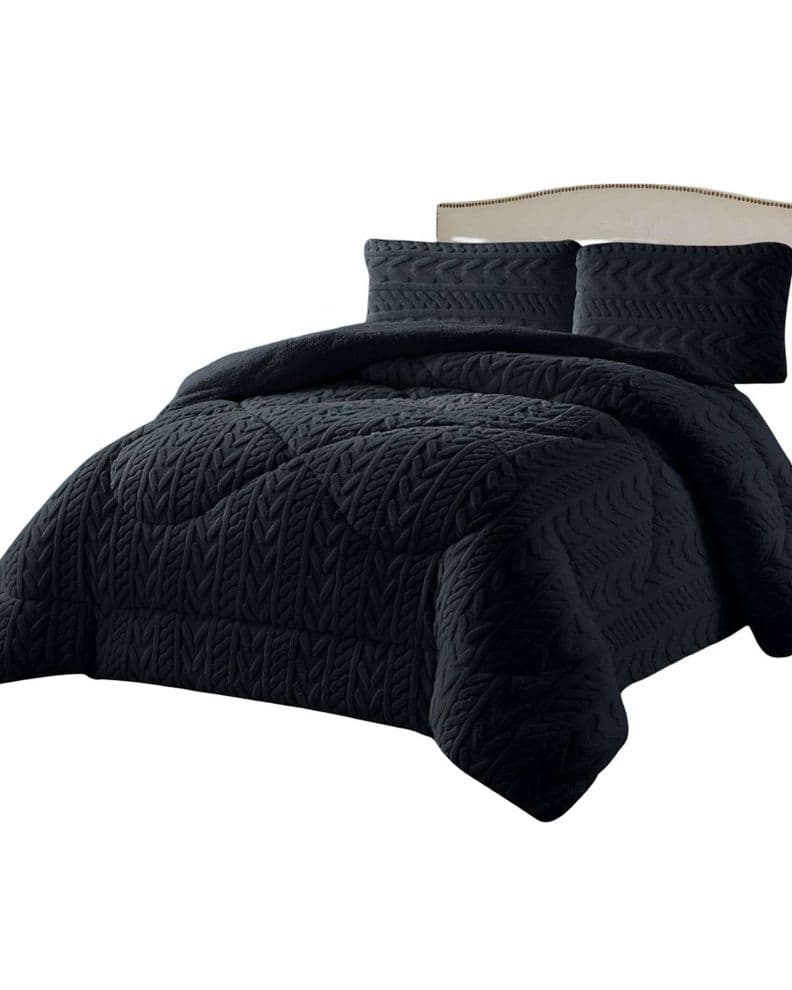 COBERTOR ELEGANTE DE INVIERNO CON CHIPORRO PLAZA Y MEDIA24 Negro