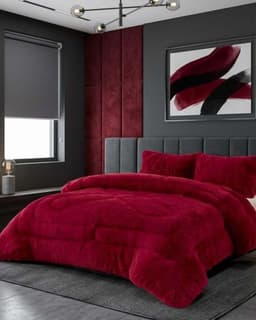 Cubrecamas de Invierno Peludos con Chiporro 2 plazas03 Rojo