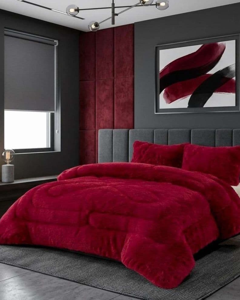 Cubrecamas de Invierno Peludos con Chiporro 2 plazas03 Rojo