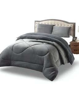 Cubrecama plush con chiporro Acolchado liso King gris