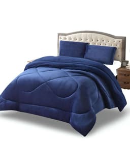 Cubrecama plush con chiporro Acolchado liso King azul