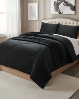 Cubrecama plush con chiporro Acolchado liso King negro