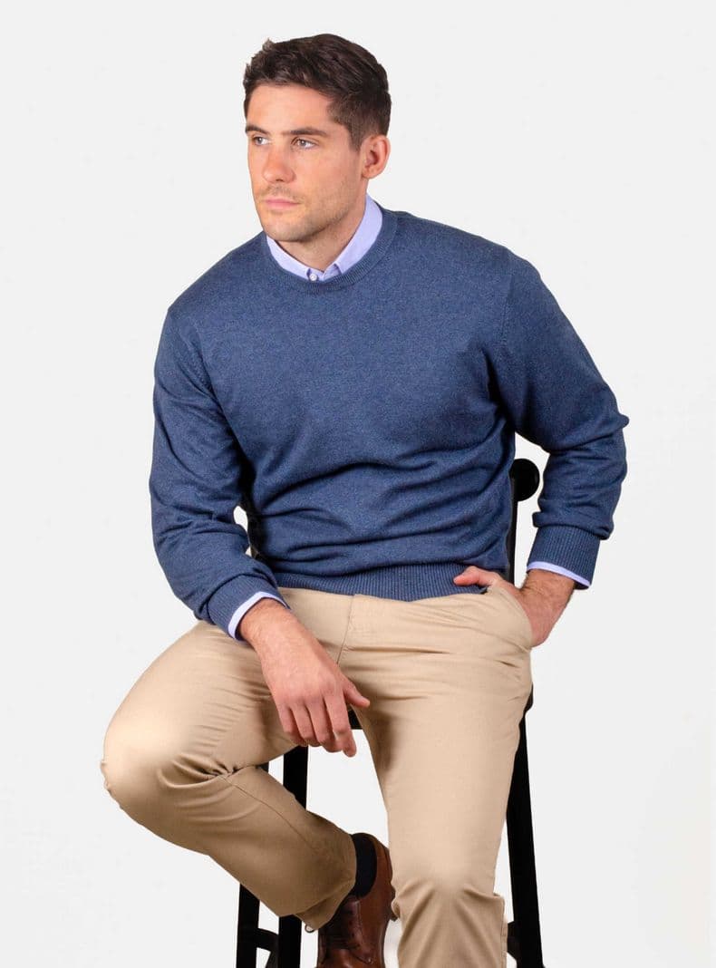 Sweater Clasico Cuello Redondo Moss Azul Oscuro XL