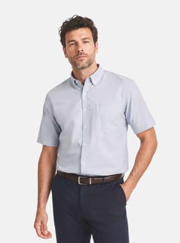 Camisa Oxford Manga Corta Moss Gris Claro XL
