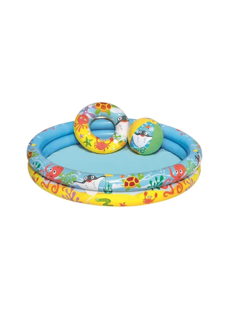 Juego de Piscina Salvavidas y Pelota 122 x 20 cm Azul