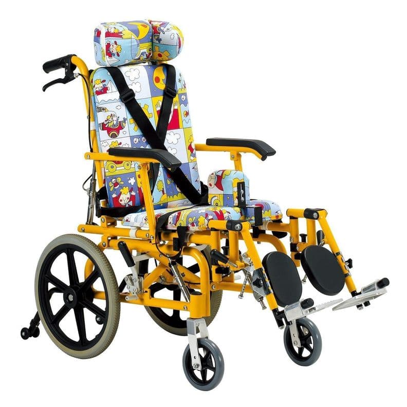 Silla de Ruedas Reclinable Infantil Amarillo