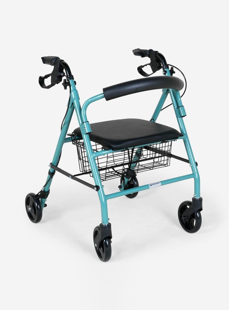 Andador 4 Ruedas Canasto y Asiento 2.0 Verde Claro