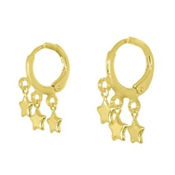 Aros Argollas Tres Estrellas Enchapado Oro 18K